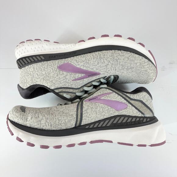 Brooks Adrenaline GTS 20 Wide D Women 9.5 Gray Purple Lace Up Low Top Running - Picture 2 of 11